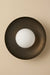 Eclipse Wall Lamp - Dia 12” x D 9” / Mild Steel, Glass Shade, Mango Wood Mount - Lighting