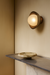 Eclipse Wall Lamp - Dia 12” x D 9” / Mild Steel, Glass Shade, Mango Wood Mount - Wall Lamp