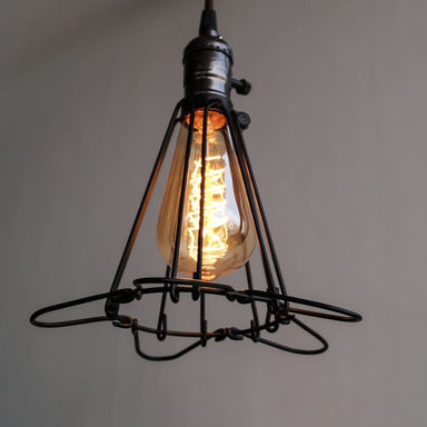 Edison Cage Pendant Industrial Light High Gloss Finish E27 Holder With Switch