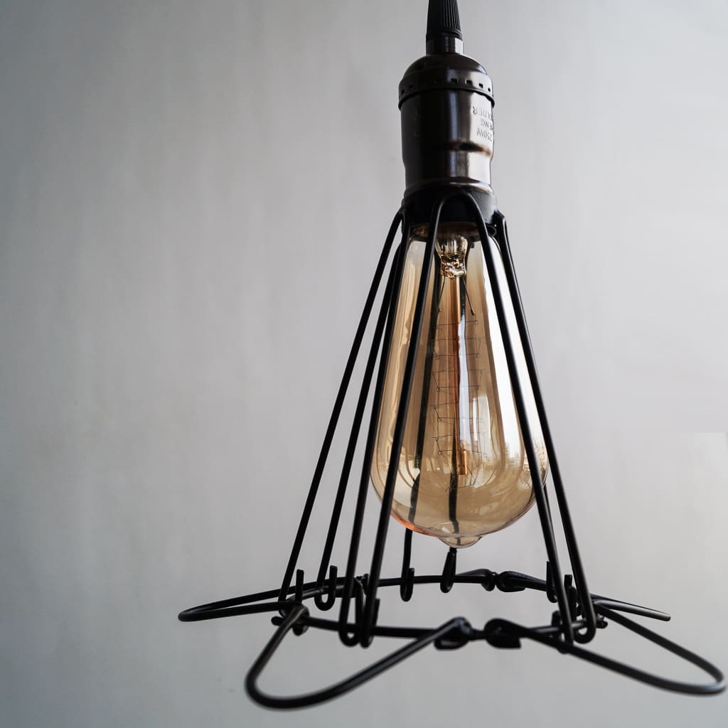 Edison Cage Pendant Industrial Light High Gloss Finish E27 Holder With Switch