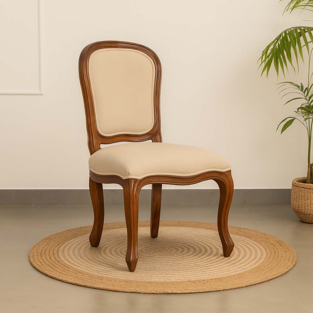 Eira Dining Chair - Teak / Teakwood, fabric / L: 19.5’’ W: 22’’ H: 38’’; Seat Height: 18’’ - Furniture