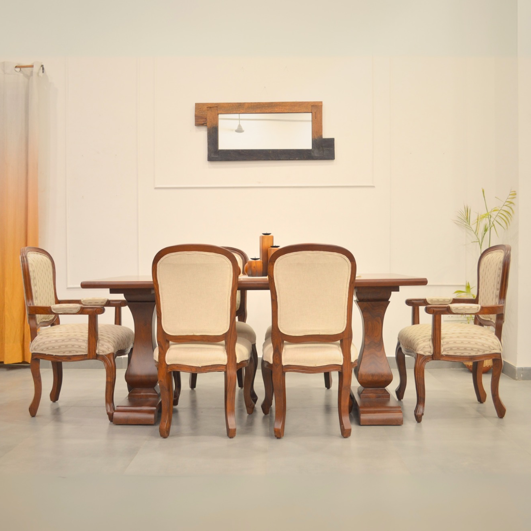 Eira Dining Chair - Teak / Teakwood, fabric / L: 19.5’’ W: 22’’ H: 38’’; Seat Height: 18’’ - Furniture