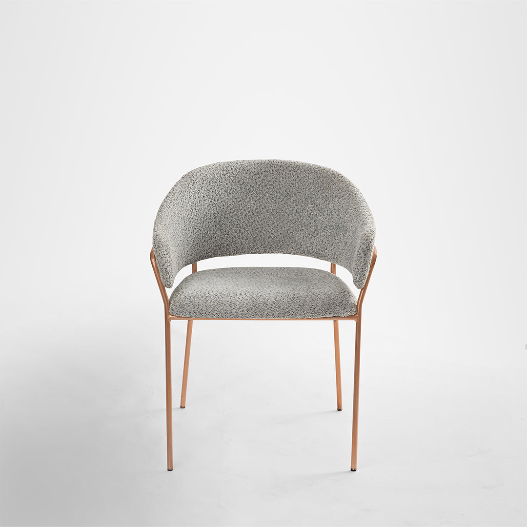 Eleanor Dining Chair Set Of 2 - W: 24 ’ D: 17’’ H: 31’’ SH: 18.5’’ / Light Grey Rose Gold / Upholstered Fabric