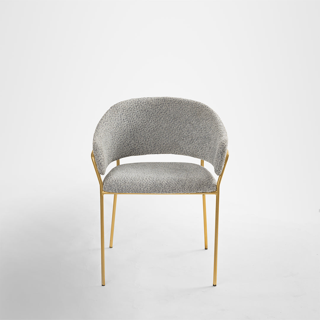 Eleanor Dining Chair Set Of 2 - W: 24 ’ D: 17’’ H: 31’’ SH: 18.5’’ / Light Grey Gold / Upholstered Fabric AND BRASS