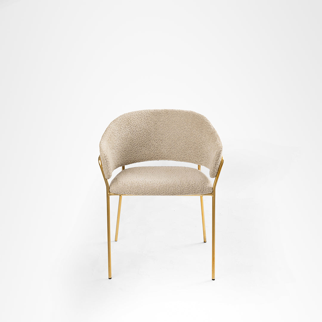 Eleanor Dining Chair Set Of 2 - W: 24 ’ D: 17’’ H: 31’’ SH: 18.5’’ / Off White Gold / Upholstered Fabric AND BRASS
