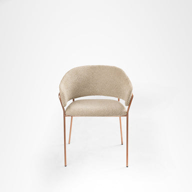 Eleanor Dining Chair Set Of 2 - W: 24 ’ D: 17’’ H: 31’’ SH: 18.5’’ / Off White Rose Gold / Upholstered Fabric AND BRASS