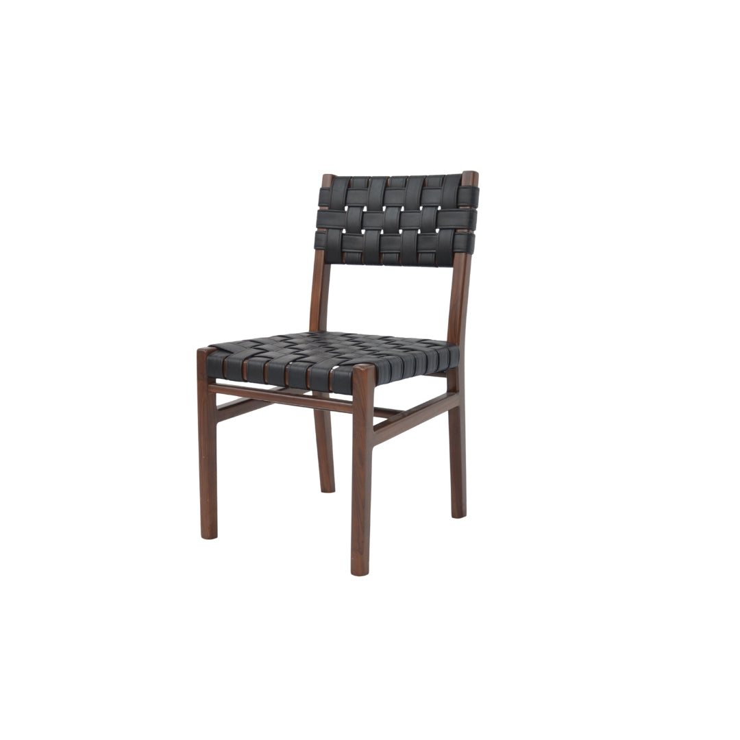 Elio Faux Leather Chair - Teak / Upholstery: Faux leather; Wood: Teak / L: 19’’ W: 20’’ H: 35’’; Seat Height: 18’’