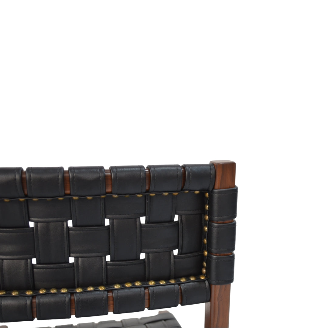 Elio Faux Leather Chair - Teak / Upholstery: Faux leather; Wood: Teak / L: 19’’ W: 20’’ H: 35’’; Seat Height: 18’’