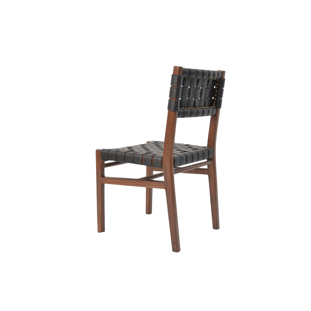 Elio Faux Leather Chair - Teak / Upholstery: Faux leather; Wood: Teak / L: 19’’ W: 20’’ H: 35’’; Seat Height: 18’’