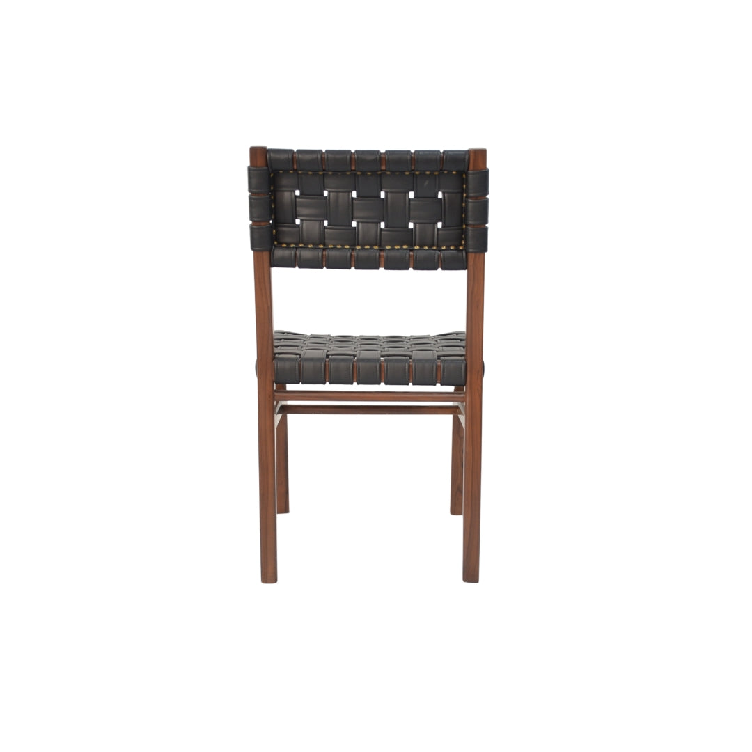 Elio Faux Leather Chair - Teak / Upholstery: Faux leather; Wood: Teak / L: 19’’ W: 20’’ H: 35’’; Seat Height: 18’’