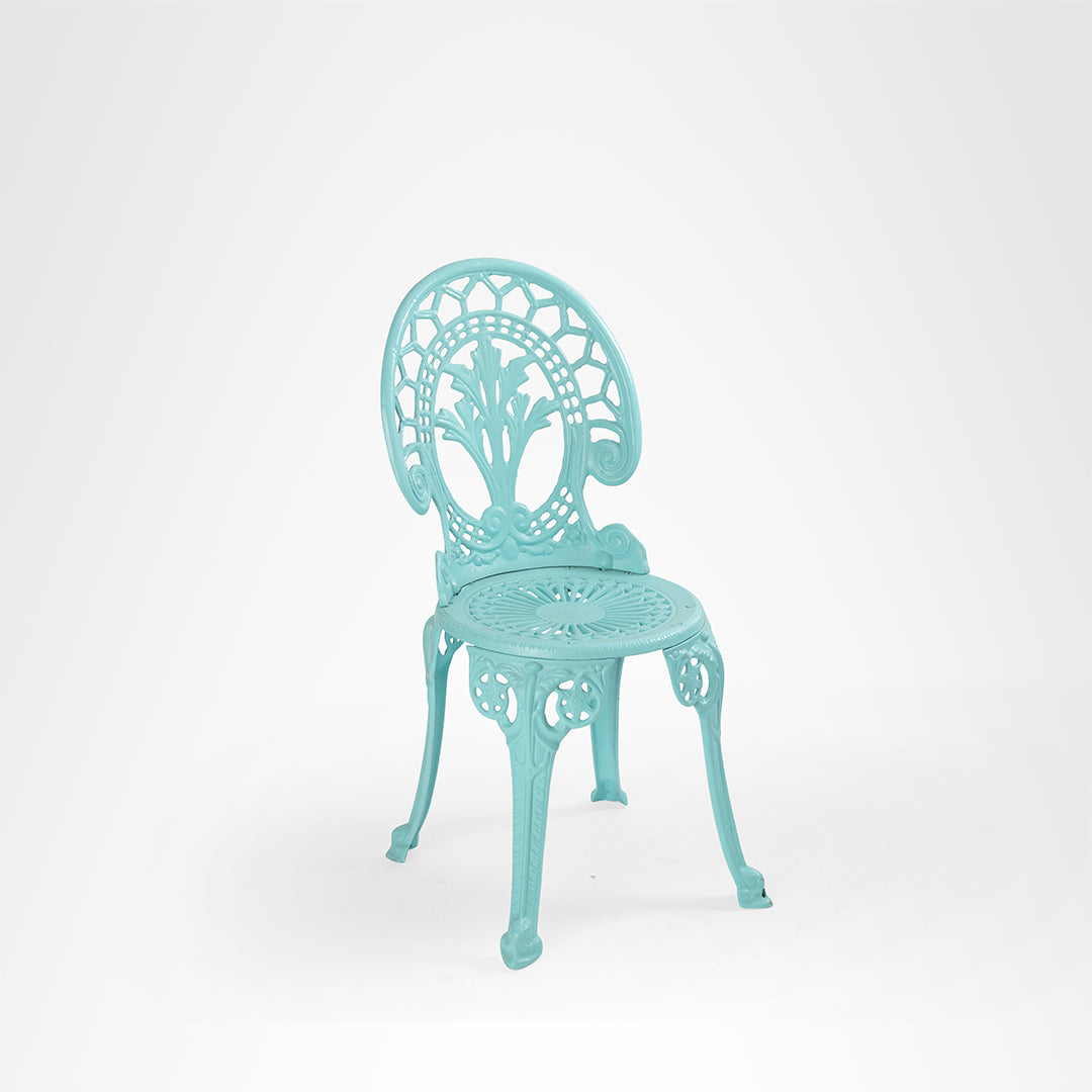 Ellis Cast Aluminium Chair IX set of 2 - L: 13.5’’ B: 13.5’’ TH: 34’’ SH: 16’’ / Seafoam Blue / Cast Aluminium