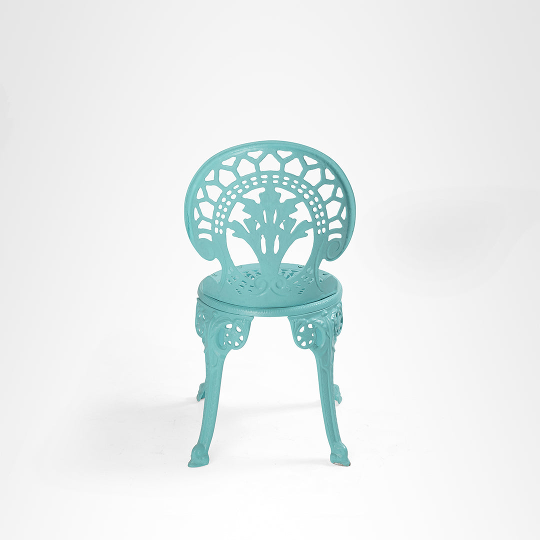 Ellis Cast Aluminium Chair IX set of 2 - L: 13.5’’ B: 13.5’’ TH: 34’’ SH: 16’’ / Seafoam Blue / Cast Aluminium