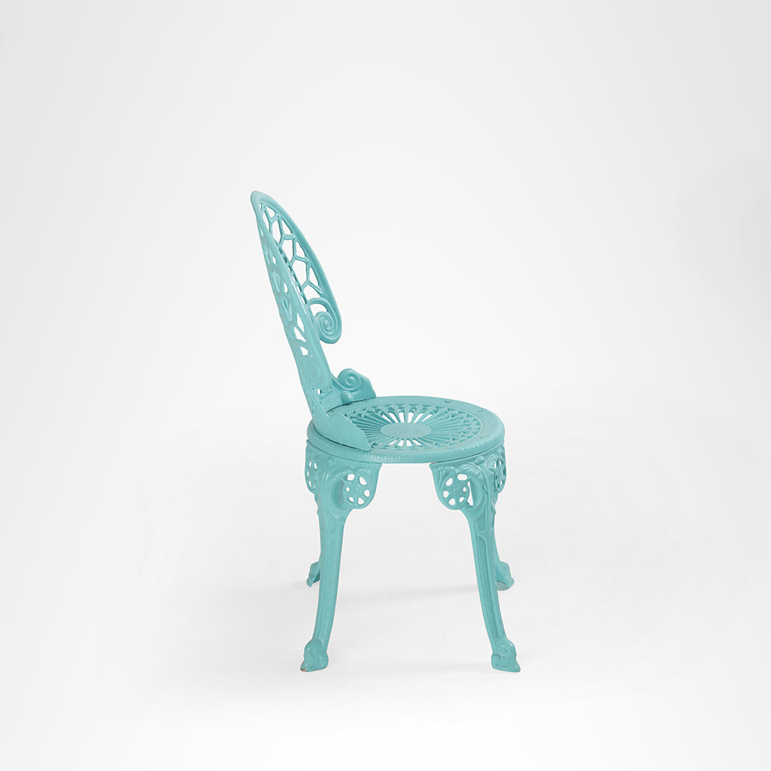 Ellis Cast Aluminium Chair IX set of 2 - L: 13.5’’ B: 13.5’’ TH: 34’’ SH: 16’’ / Seafoam Blue / Cast Aluminium