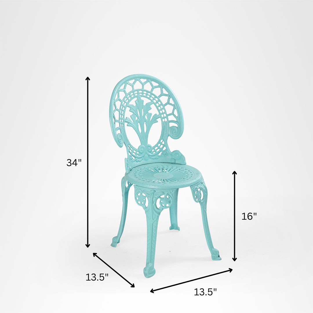 Ellis Cast Aluminium Chair IX set of 2 - L: 13.5’’ B: 13.5’’ TH: 34’’ SH: 16’’ / Seafoam Blue / Cast Aluminium