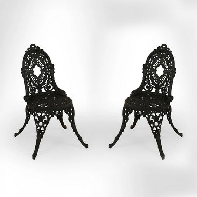 Ellis III Cast Iron Chair set of 2 - W: 21’’ D: 15’’ H: 32’’ SH: 16’’ / Matte Black / Cast Iron - Outdoor Furniture