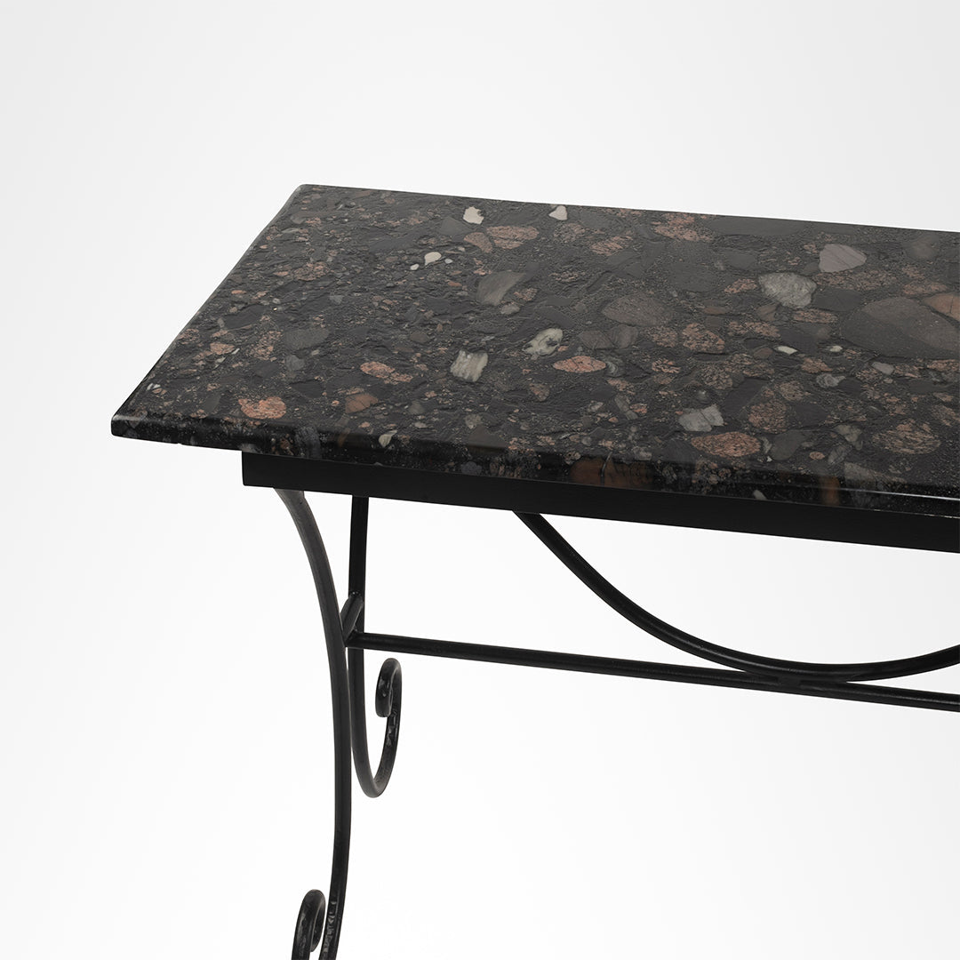 Ellis XIII Metal And Granite Table - L: 48’’ B: 24’’ H: 30’’ / Black / Metal and Granite - Outdoor Furniture