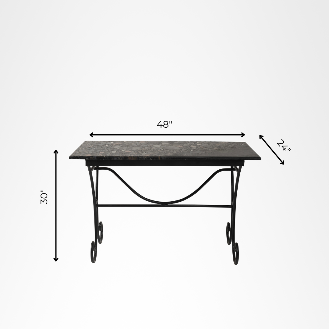 Ellis XIII Metal And Granite Table - L: 48’’ B: 24’’ H: 30’’ / Black / Metal and Granite - Outdoor Furniture