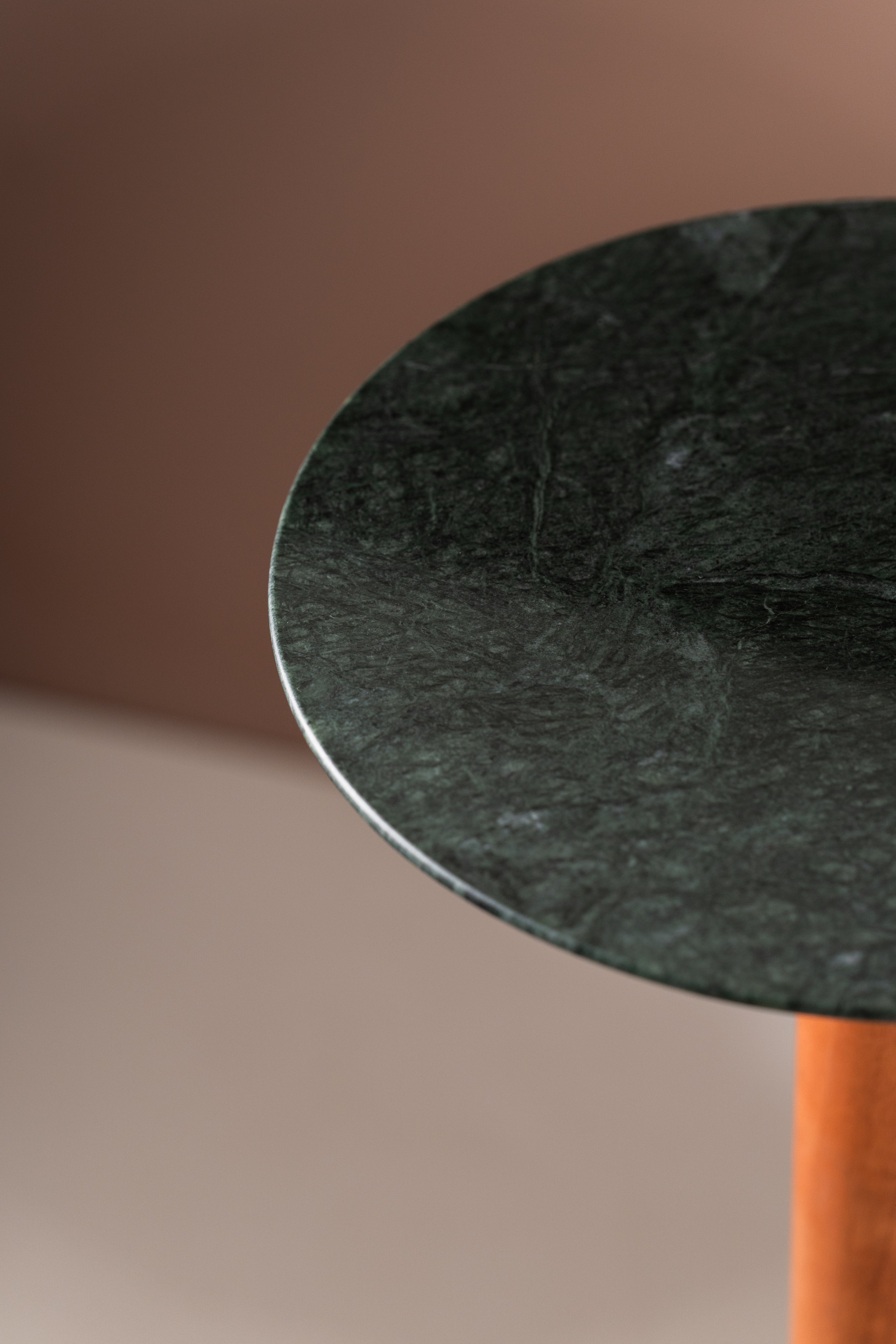 Emerald Oasis Drink Table - Green & Gold / 25 x W:25 x H:57 In Cms / Wood & Marble - Indoor Furniture