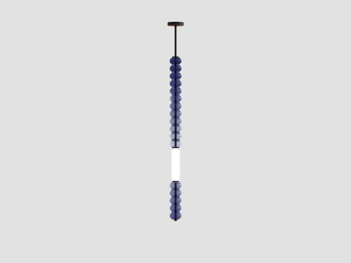 Ensembles - dark blue with a white / Ms In Matte Black, Blown Glass, Opal Glass / H- 789mm, Dia- 60mm,(Drop down