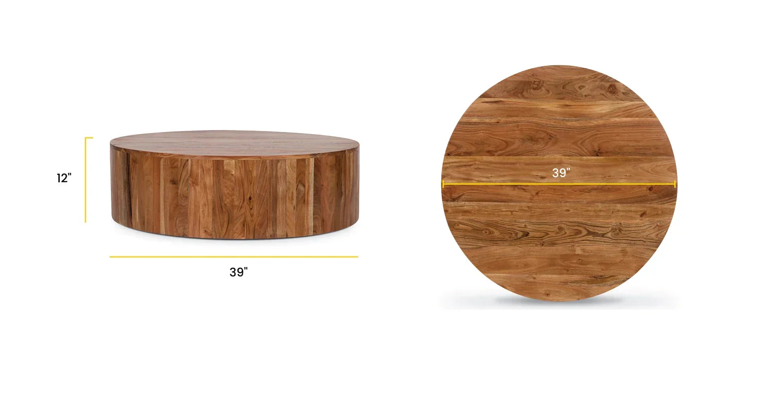 Ethena Coffee Table - Natural / Solid Acacia Wood / L:99 x D:99 x H:30 in cm - Indoor Furniture