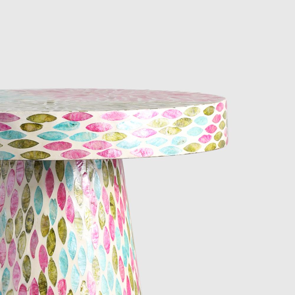 Eve Round Indoor Accent Table - Mother of Pearl / L:40 x B:40 x H:48 In cm - Indoor Furniture