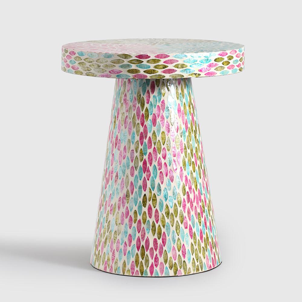 Eve Round Indoor Accent Table - Mother of Pearl / L:40 x B:40 x H:48 In cm - Indoor Furniture