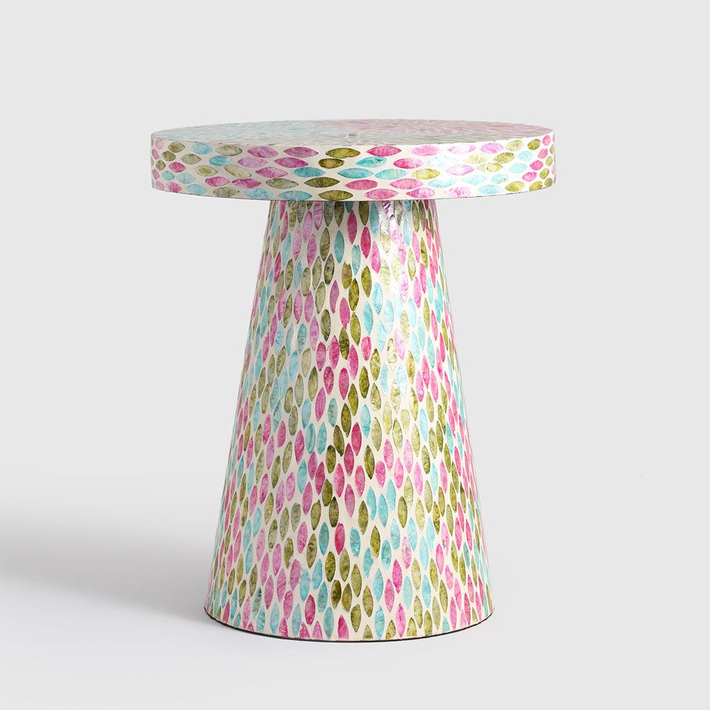 Eve Round Indoor Accent Table - Mother of Pearl / L:40 x B:40 x H:48 In cm - Indoor Furniture
