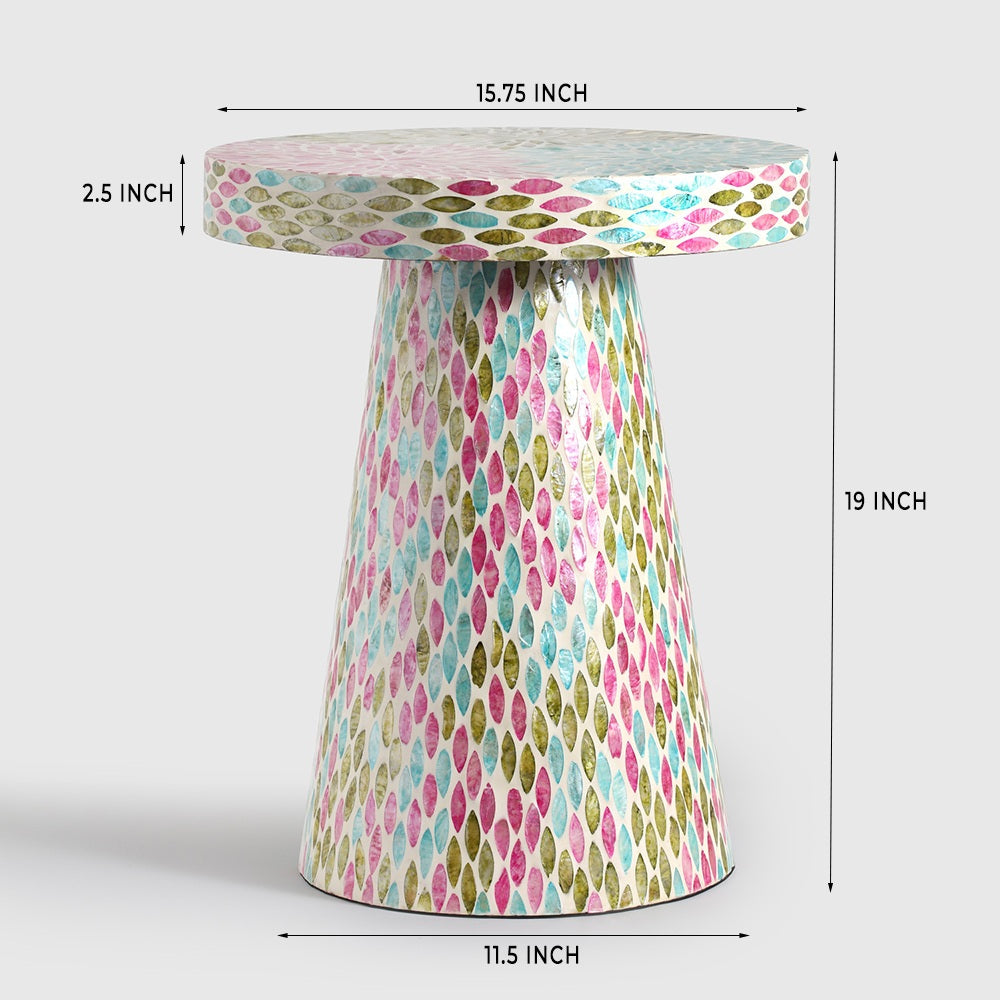 Eve Round Indoor Accent Table - Mother of Pearl / L:40 x B:40 x H:48 In cm - Indoor Furniture