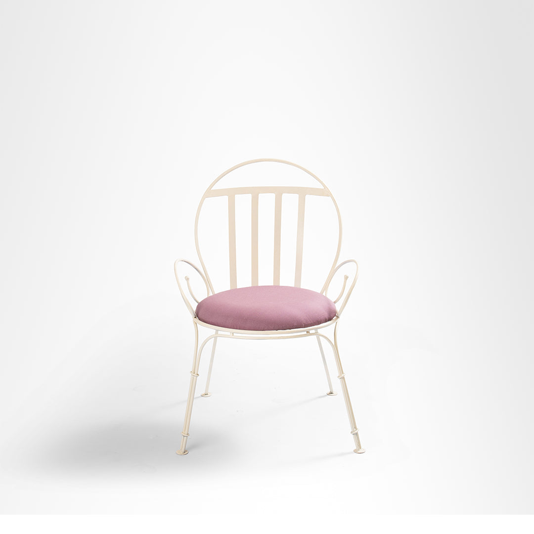 Faro Chair - W: 18’’ D: 18’’ SH: 18’’ TH: 33’’ / Matte Grey / Wrought Iron and Outdoor Fabric - Outdoor Furniture