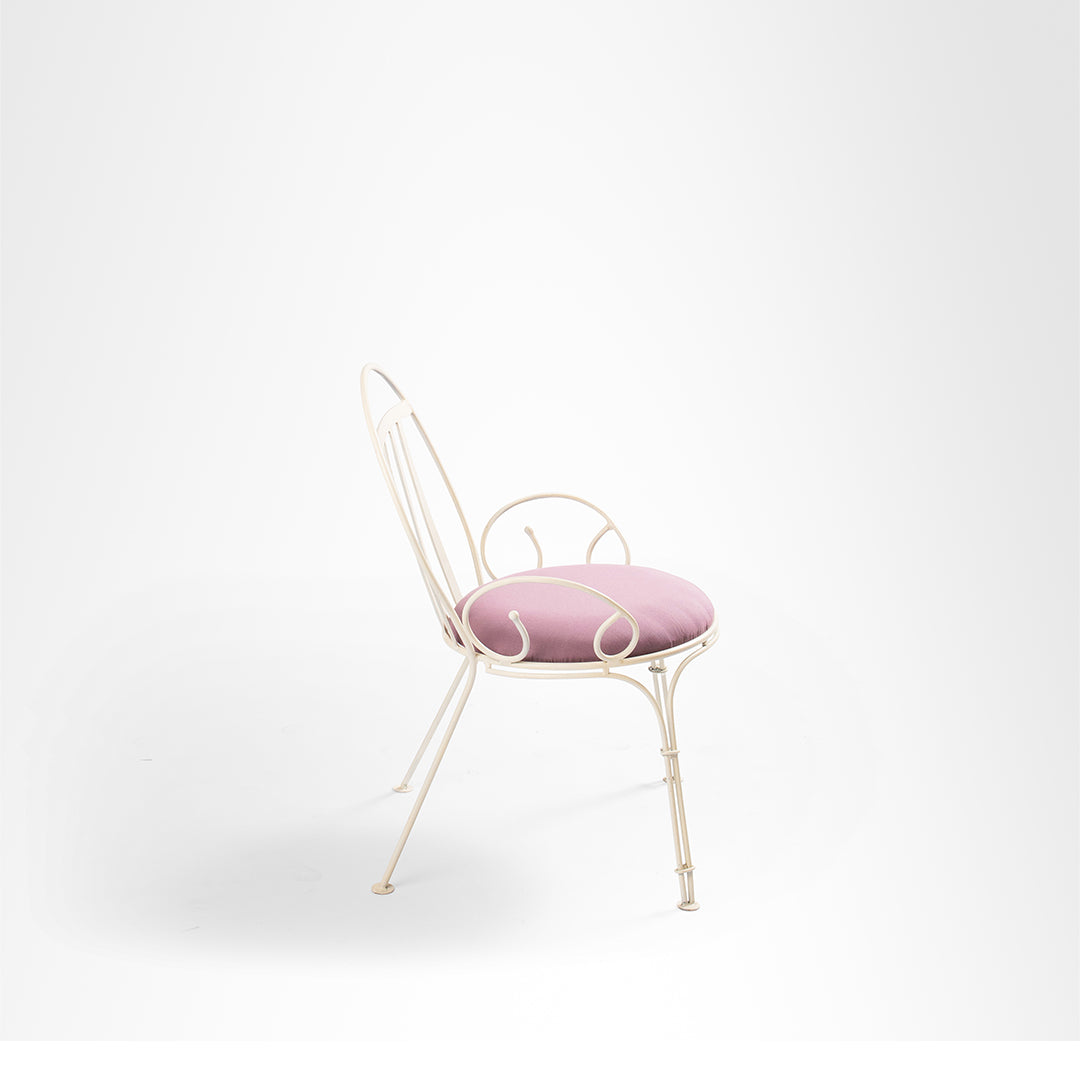 Faro Chair - W: 18’’ D: 18’’ SH: 18’’ TH: 33’’ / Matte Grey / Wrought Iron and Outdoor Fabric - Outdoor Furniture