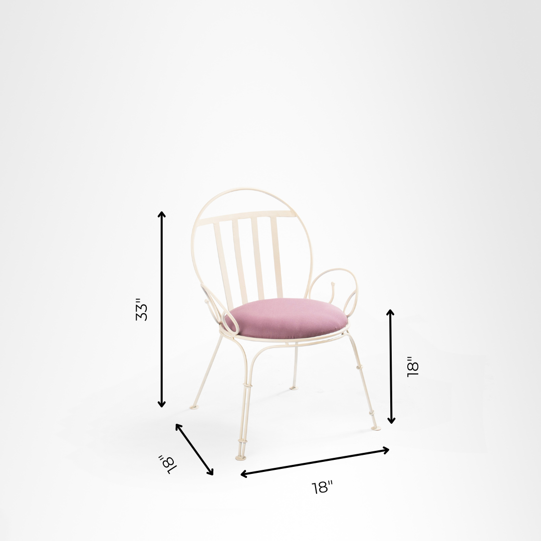 Faro Chair - W: 18’’ D: 18’’ SH: 18’’ TH: 33’’ / Matte Grey / Wrought Iron and Outdoor Fabric - Outdoor Furniture
