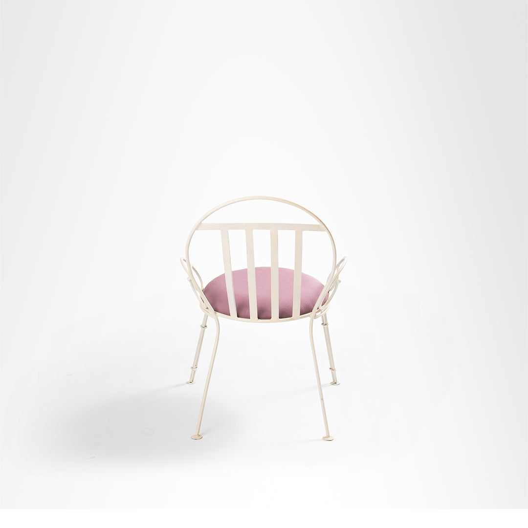 Faro Chair - W: 18’’ D: 18’’ SH: 18’’ TH: 33’’ / Matte Grey / Wrought Iron and Outdoor Fabric - Outdoor Furniture