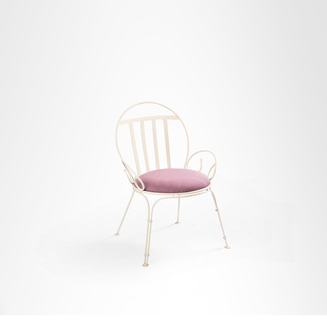 Faro Chair - W: 18’’ D: 18’’ SH: 18’’ TH: 33’’ / Matte Grey / Wrought Iron and Outdoor Fabric - Outdoor Furniture