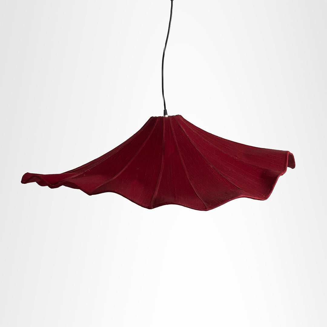 Flamenco Lily Lamp - Red / Raw Silk / Dia: 36’’ H: 8’’ - Lighting