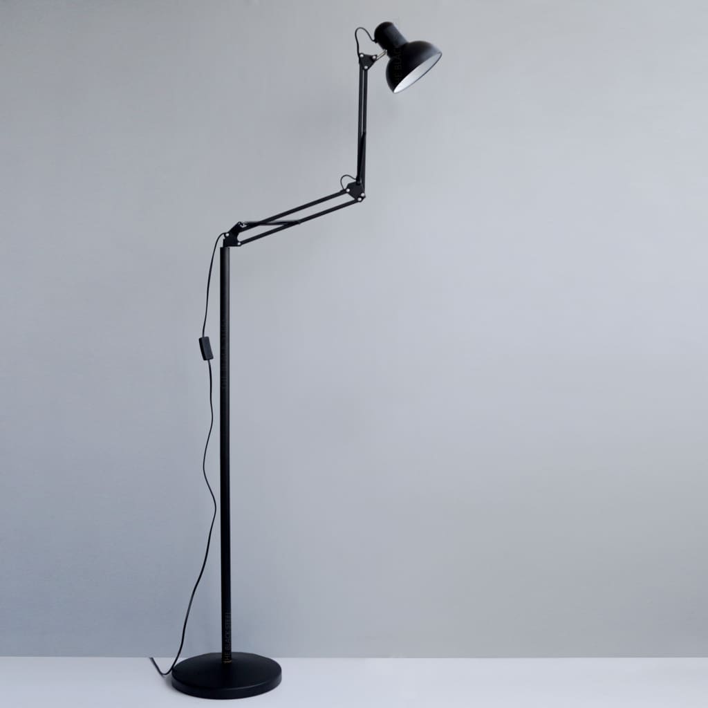 Flamingo Black Swing-Arm Minimal Decor LED Floor Lamp