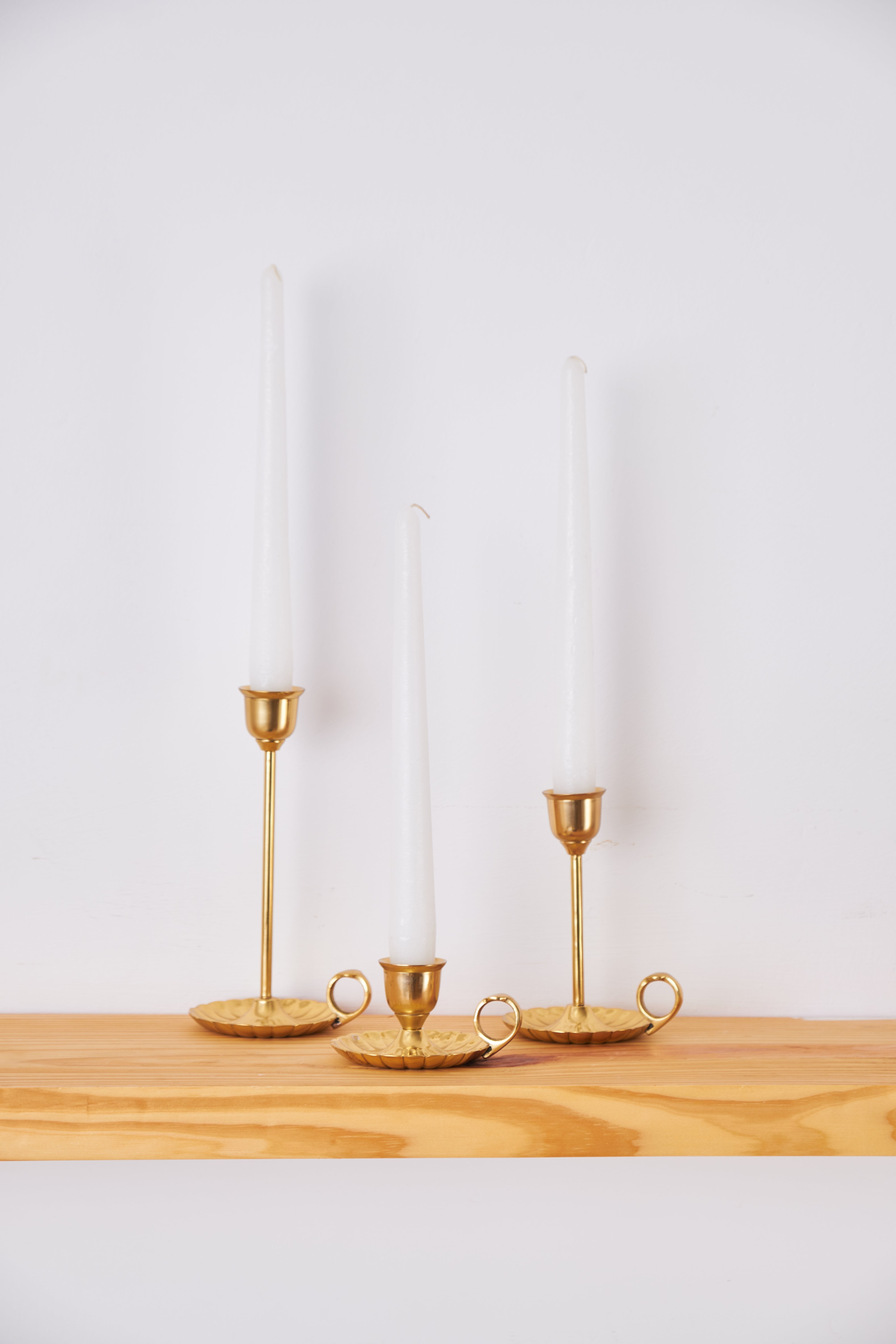 Fleur Jazz candle stands - Gold / Brass / 4’’ x 4’’ x 7’’, 4’’x 4’’x 5’’, 4’’ x 4’’ x 2.5’’ - Decor