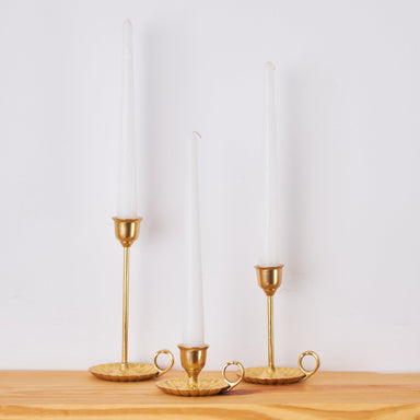 Fleur Jazz candle stands - Gold / Brass / 4’’ x 4’’ x 7’’, 4’’x 4’’x 5’’, 4’’ x 4’’ x 2.5’’ - Decor