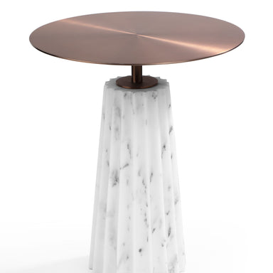 Flut Table - Natural / Stainless steel and marble / 42cm x 42cm x 16cm - Indoor Furniture