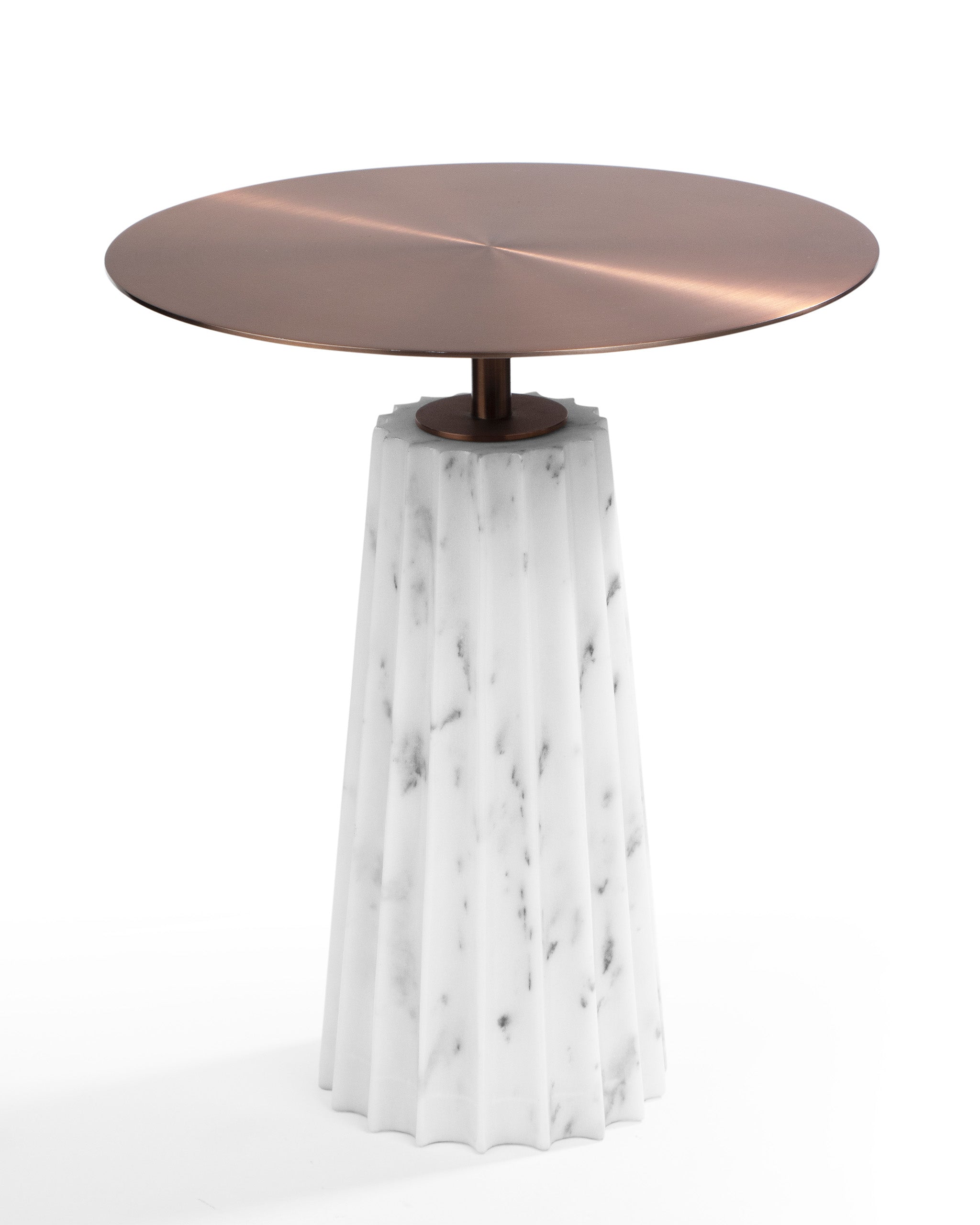 Flut Table - Natural / Stainless steel and marble / 42cm x 42cm x 16cm - Indoor Furniture
