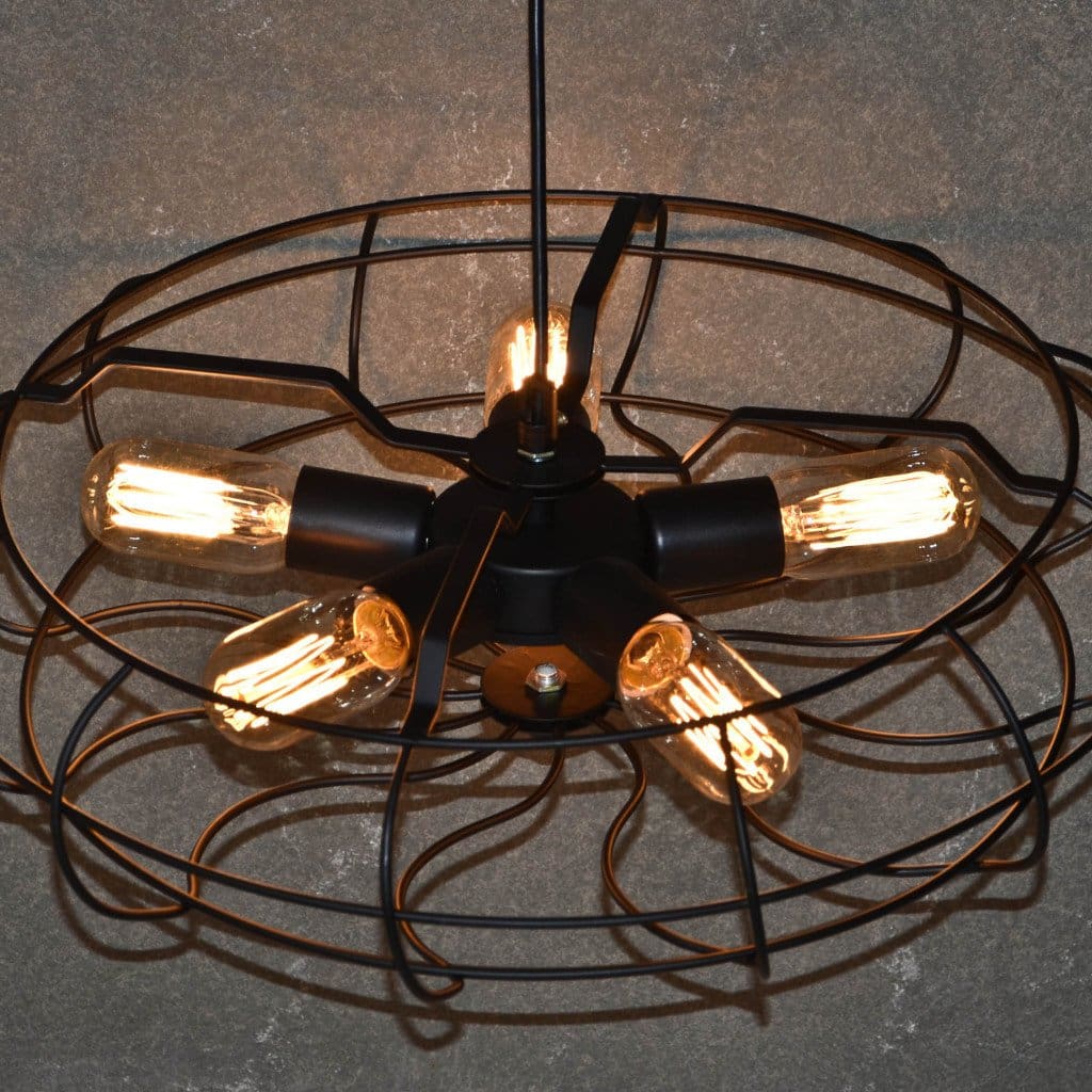 Flywheel Industrial Pendant Cage Lamp