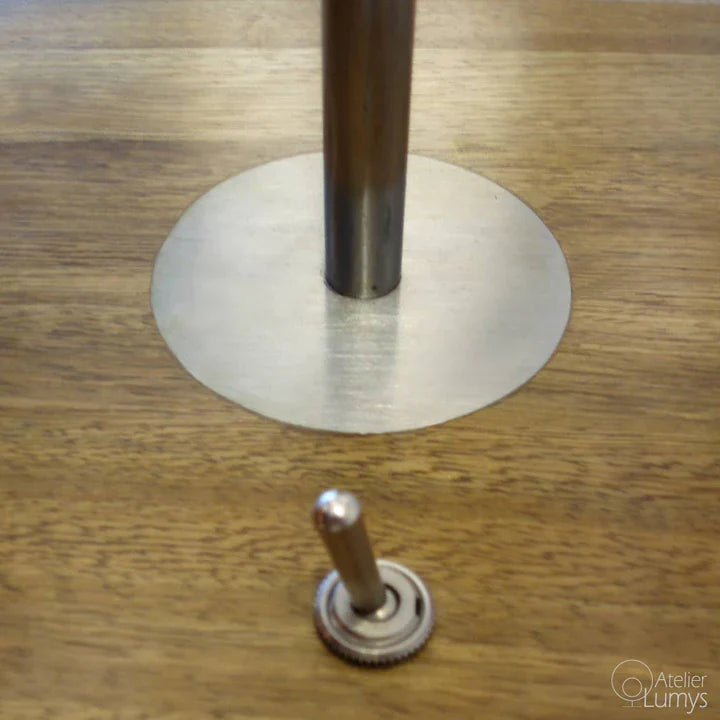 Forest Drum Table Lamp - Dia: 15’’ H: 22’’ / White / Stainless Steel and Poplin - Lighting