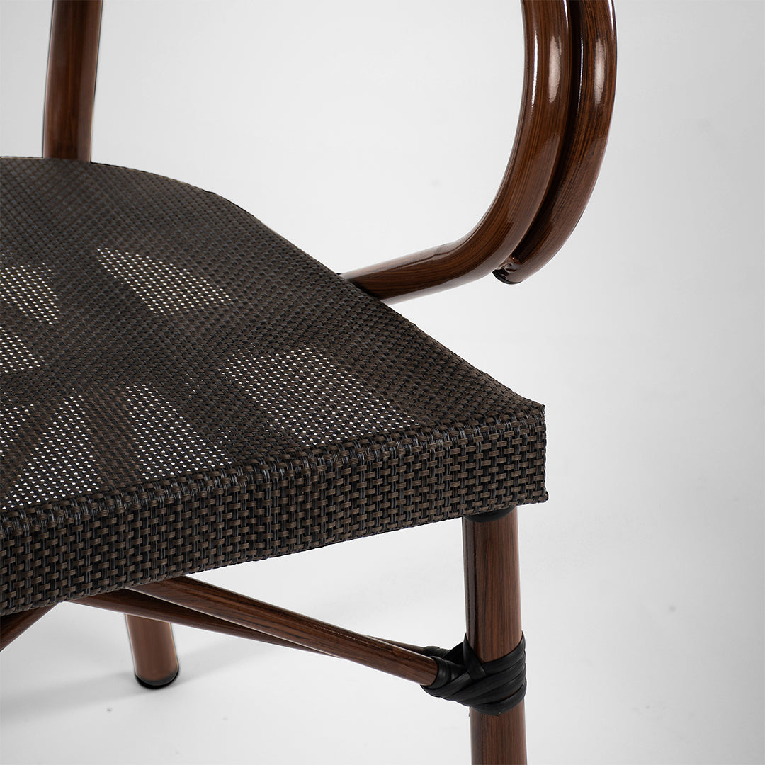 Fresco Chair 03 - W: 23.5’’ D: 20’’ H: 32.5’’ SH: 17’’ / Brown / Aluminium - Outdoor Furniture
