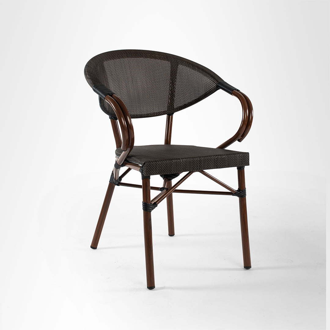 Fresco Chair 03 - W: 23.5’’ D: 20’’ H: 32.5’’ SH: 17’’ / Brown / Aluminium - Outdoor Furniture