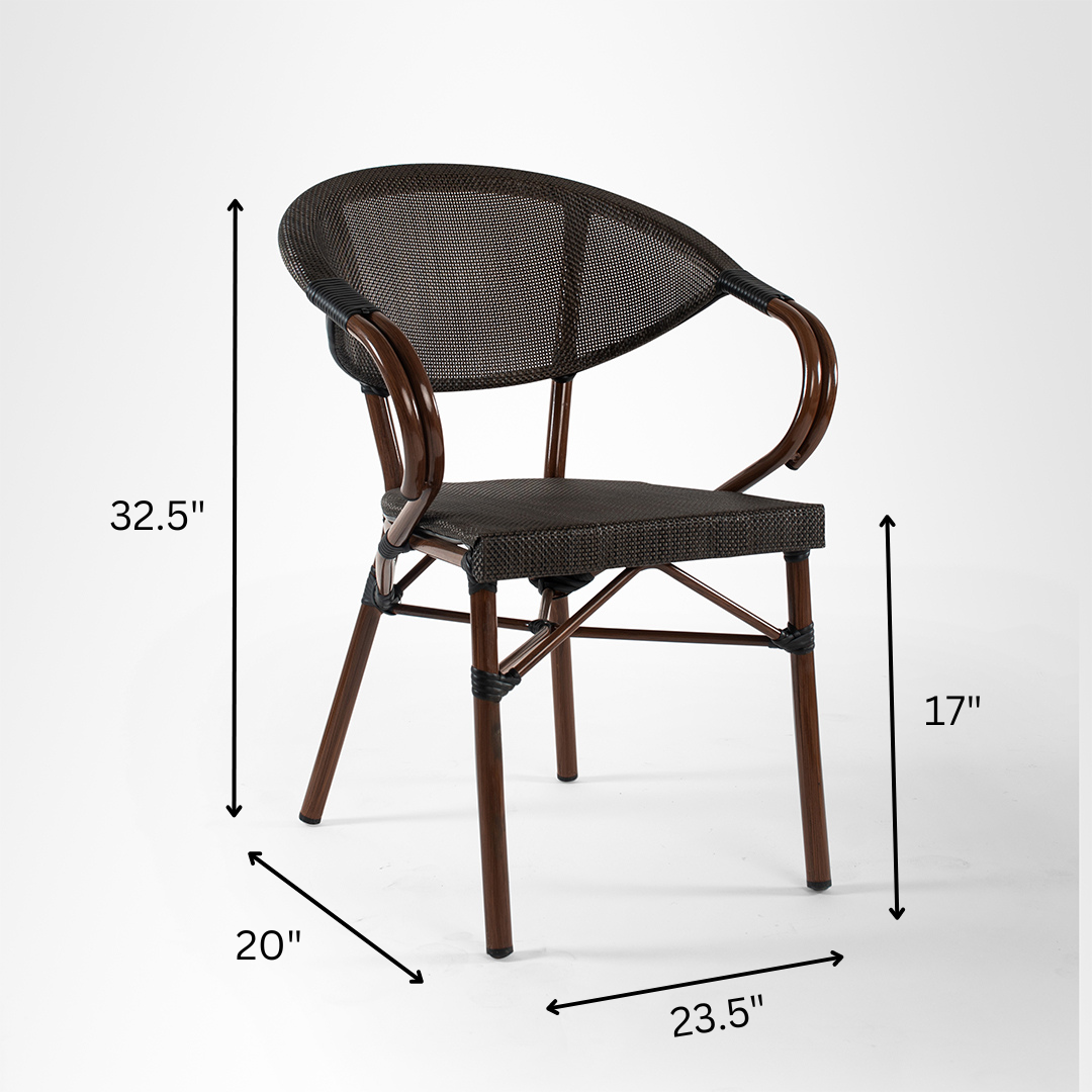 Fresco Chair 03 - W: 23.5’’ D: 20’’ H: 32.5’’ SH: 17’’ / Brown / Aluminium - Outdoor Furniture
