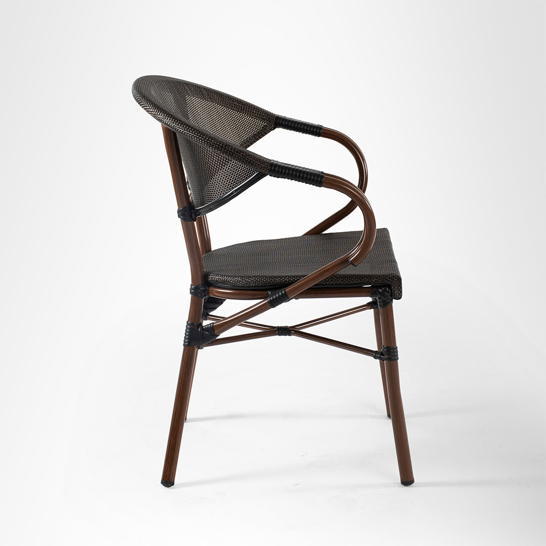 Fresco Dining Set - Table:Dia: 30’’ H: 29’’ Chair Chair L:23.5 W: 20 H 32.5 SH 17 / Black / Mild Steel and Composite