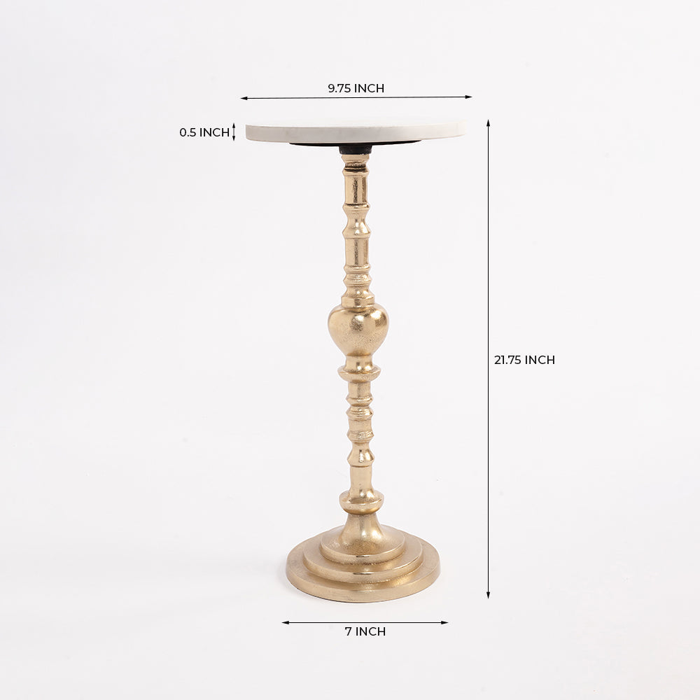 Gelmir Accent Table - CM: - L:- 25 X W:- 25 X H:- 55 / Marble and Aluminium - Indoor Furniture