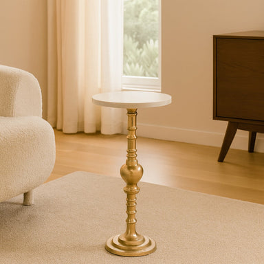 Gelmir Accent Table - CM: - L:- 25 X W:- 25 X H:- 55 / Marble and Aluminium - Indoor Furniture