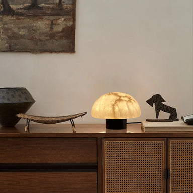 Gibbous Table Lamp - Dia:180mm, H: 125mm / Alabaster, Stainless Steel - Lighting