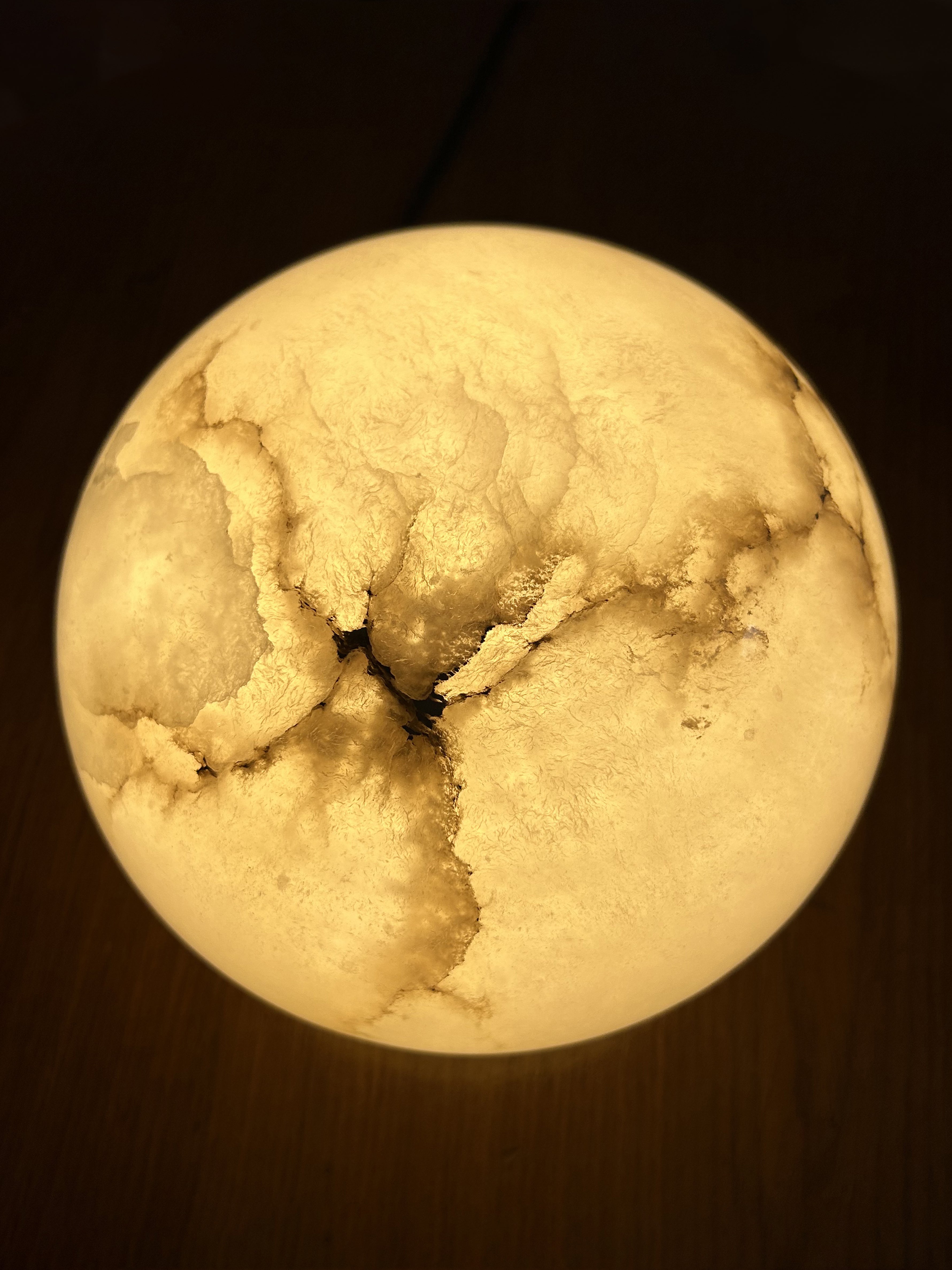 Gibbous Table Lamp - Dia:180mm, H: 125mm / Alabaster, Stainless Steel - Lighting