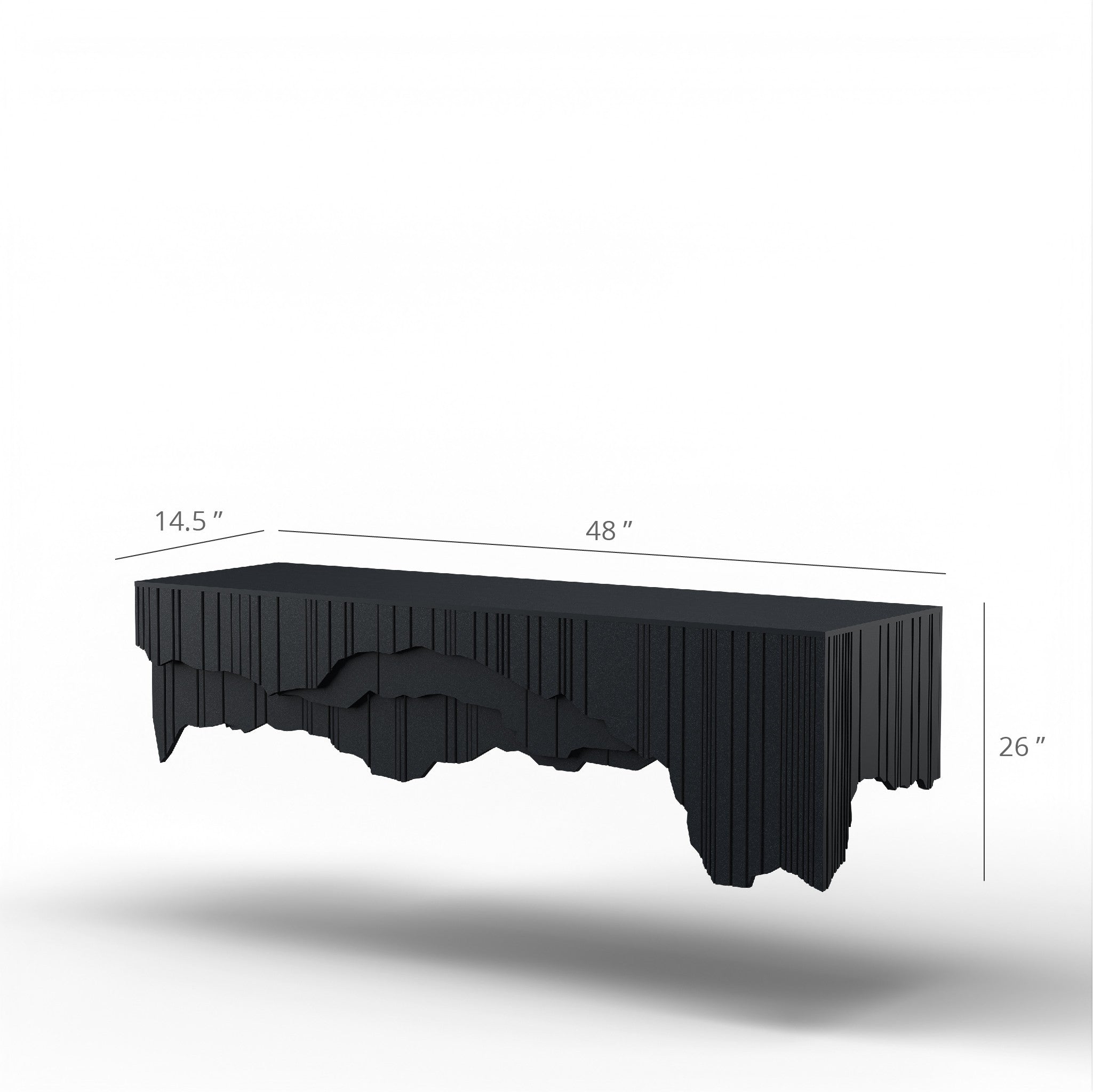 Gideon Console - L:48’’ x B:14.5’’ x H:26’’ In Inches / Krayon A-104 Dark Grey Acrylic Solid Surface Mounting;